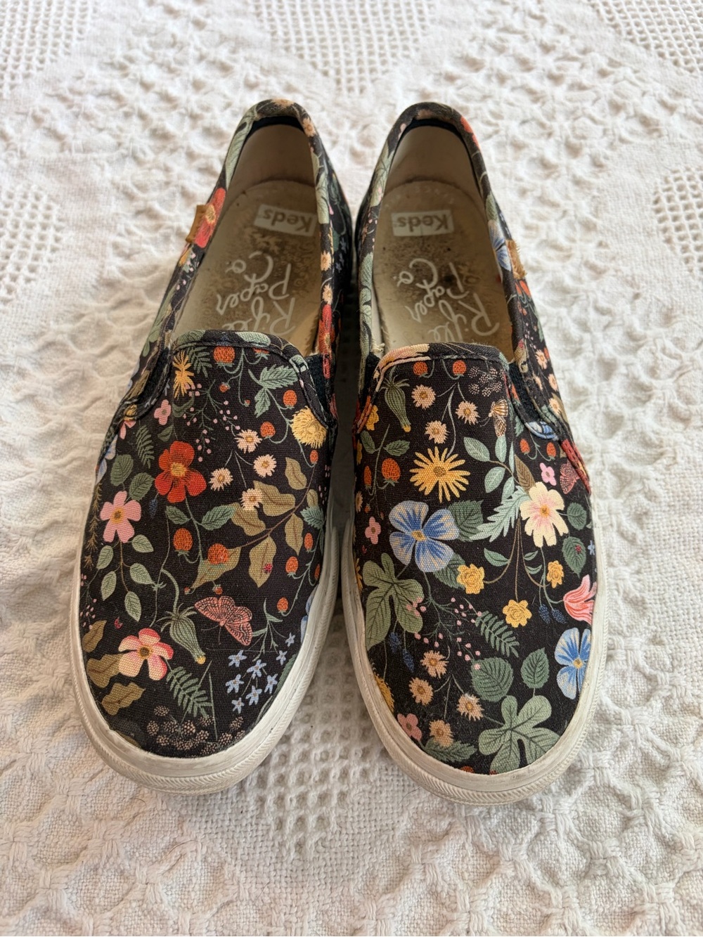 Keds Rifle Paper Company Black Floral Slip-Ons